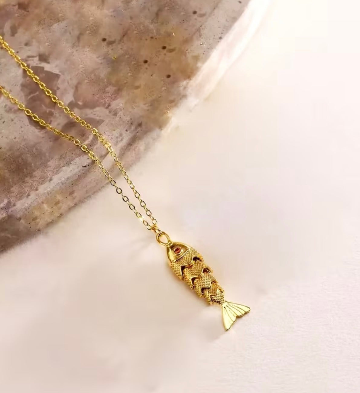 Golden Sardine Pendant Necklace