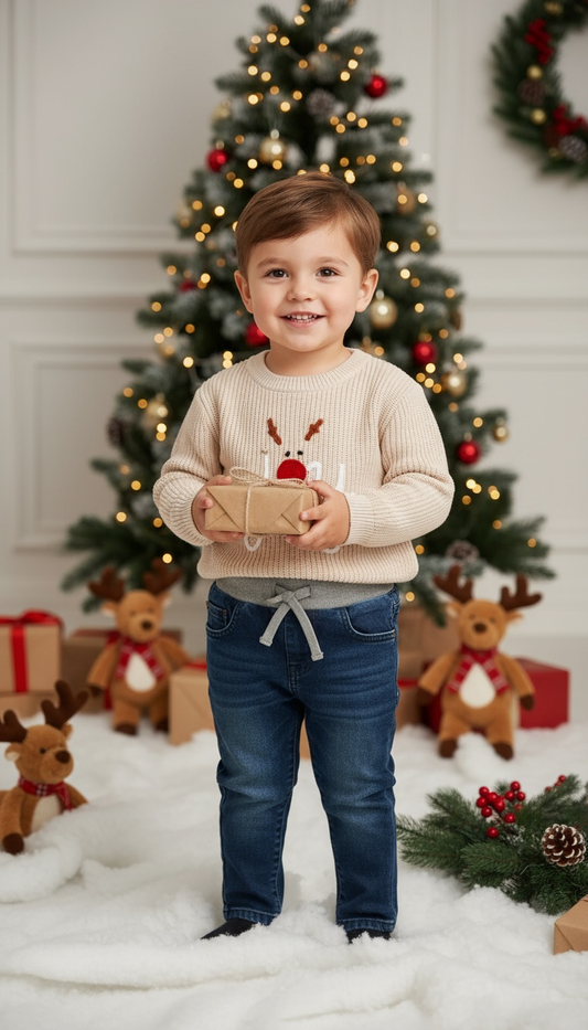🎄 Joy Reindeer Sweater – Pleasant Threads™ Holiday Collection