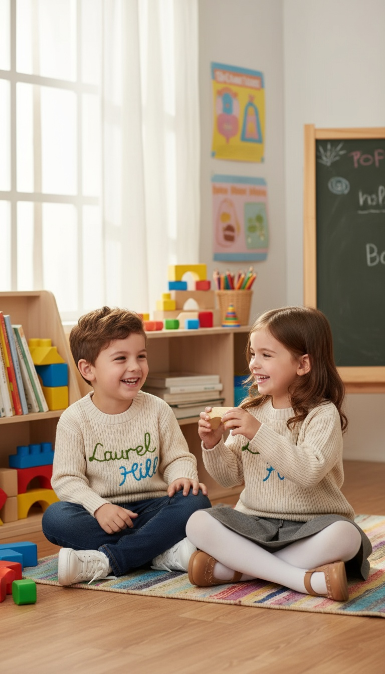 Laurel Hill Primary Cable Knit Sweater – Pleasant Threads Signature Script | The O.G. School Spirit Sweater 💙🐢