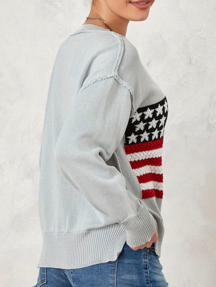 🇺🇸 Classic American Flag Ladies Sweater 🇺🇸