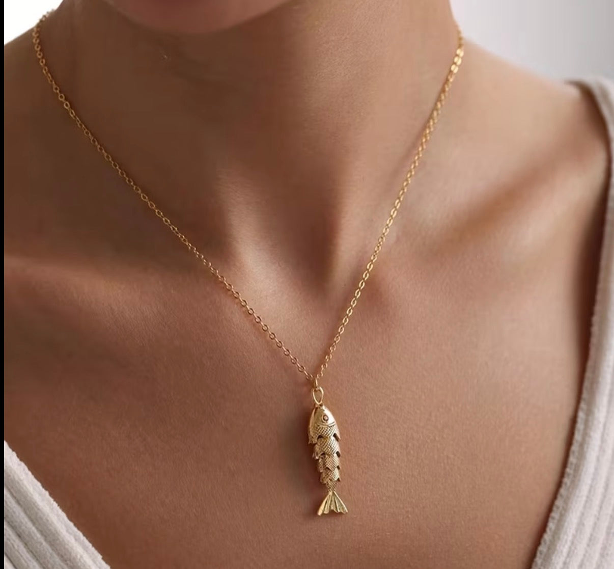 Golden Sardine Pendant Necklace