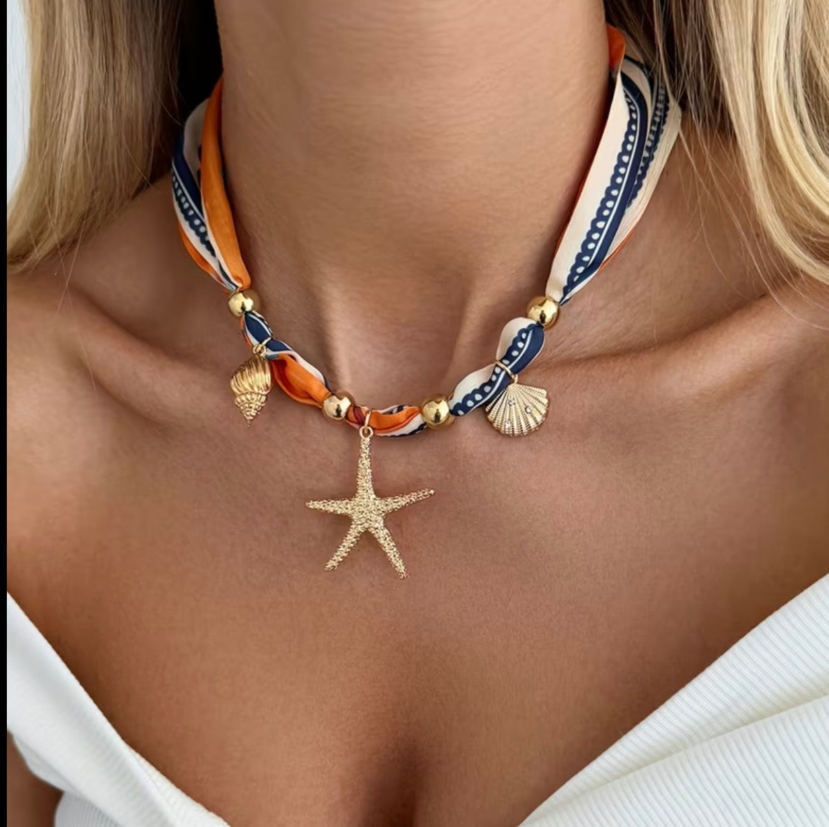 Coastal Chic Starfish Scarf Necklace