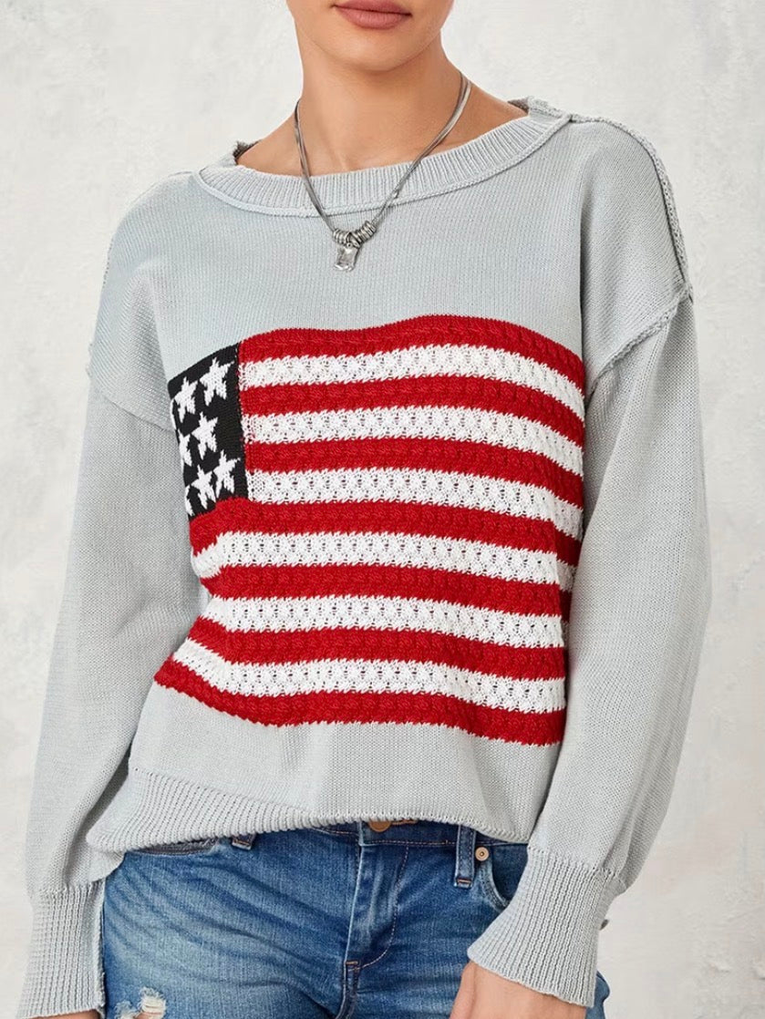🇺🇸 Classic American Flag Ladies Sweater 🇺🇸
