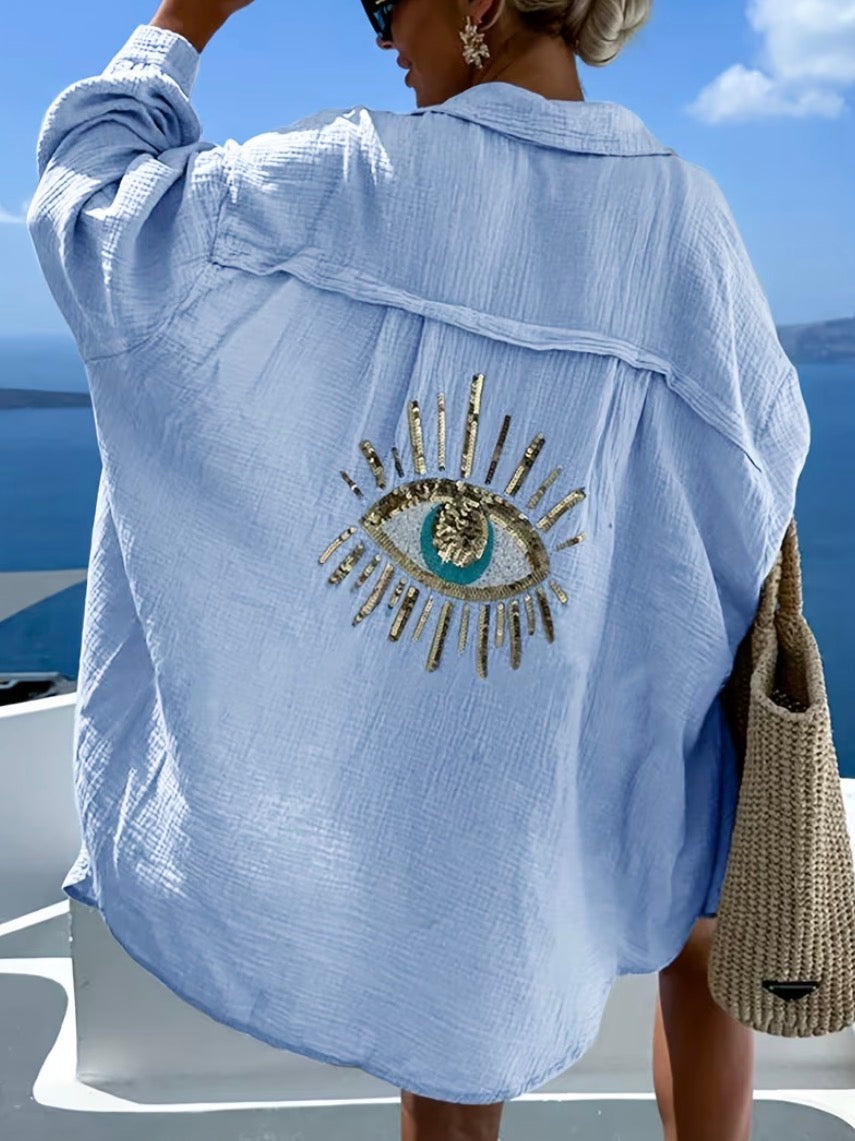 All-Seeing Eye Muslin Oversized Cover-Up Blouse