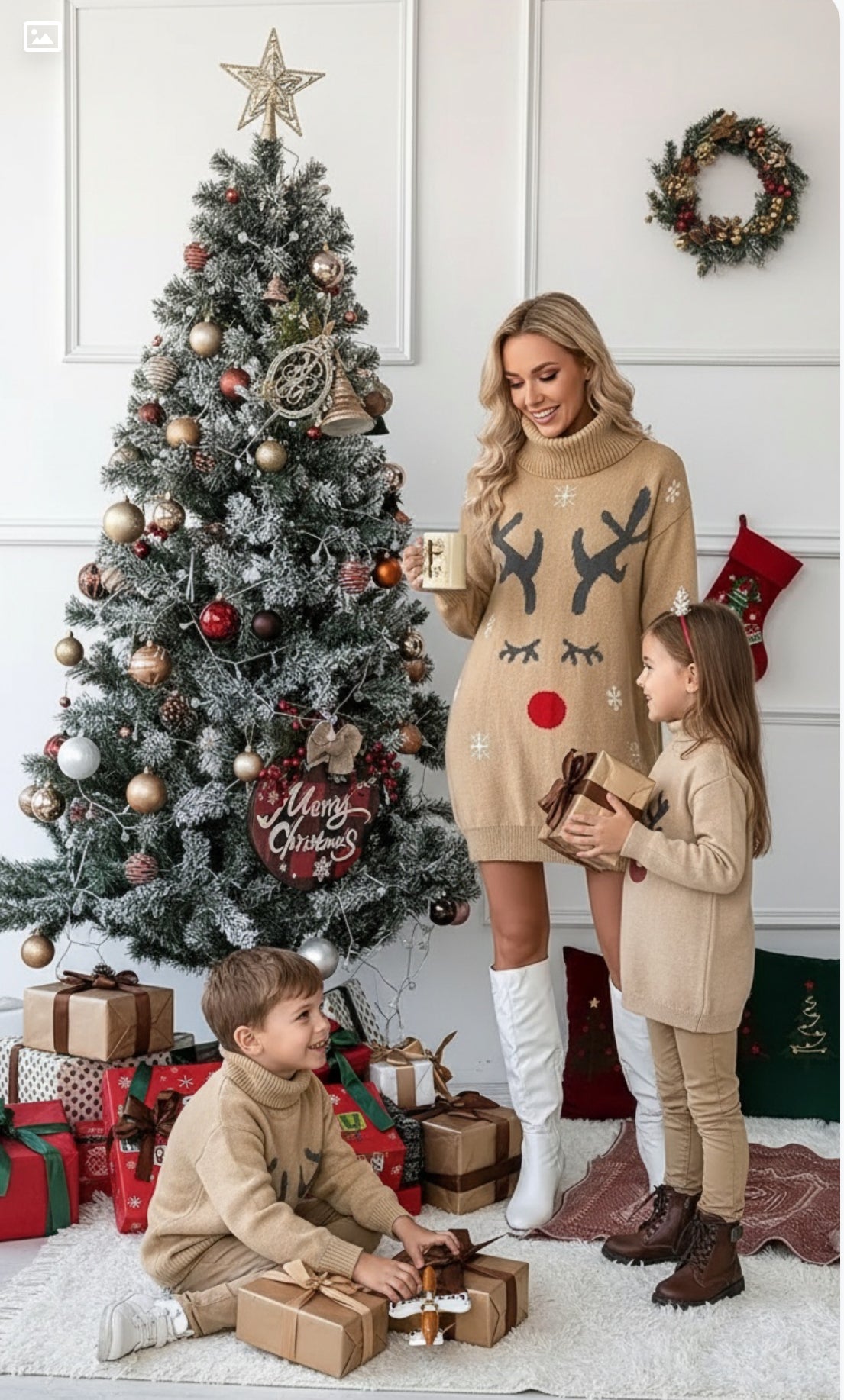 🦌 Reindeer Sweater Dress – Pleasant Threads™ Holiday Collection