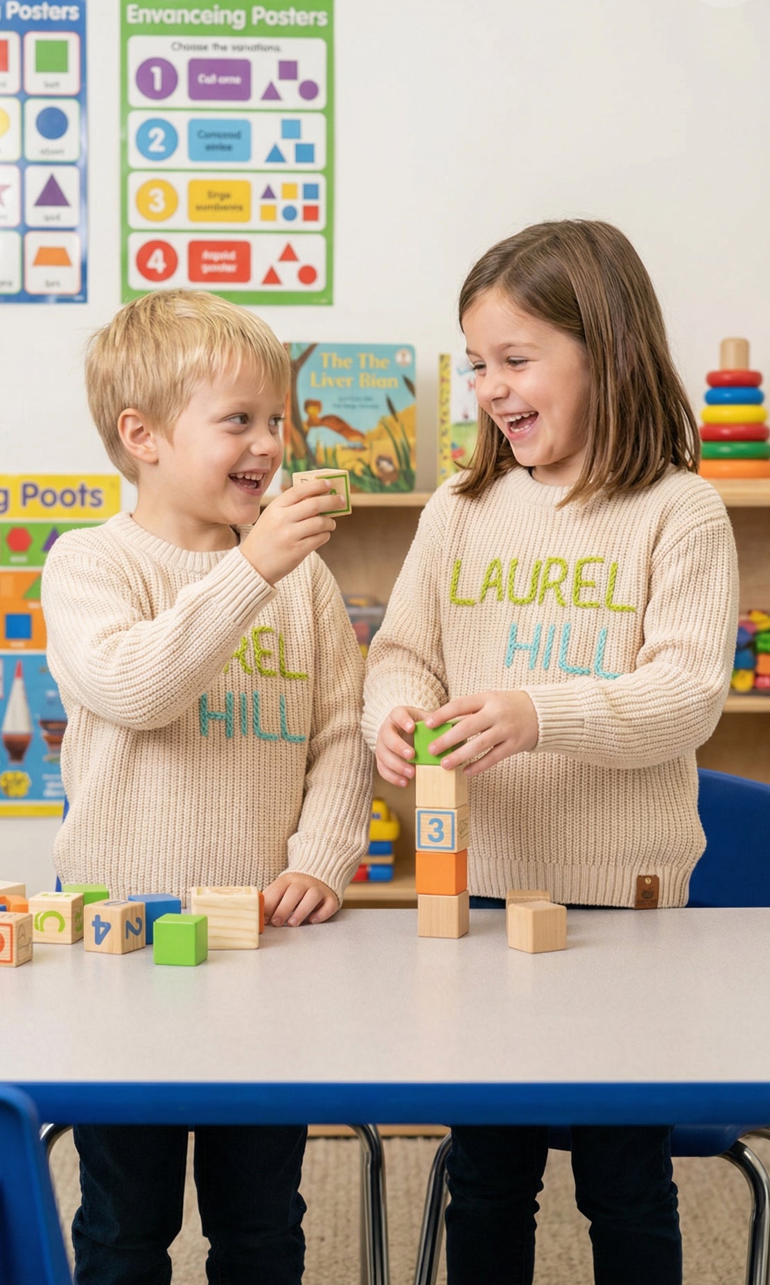 Laurel Hill Primary Cable Knit Sweater - Elementary Font💙🐢