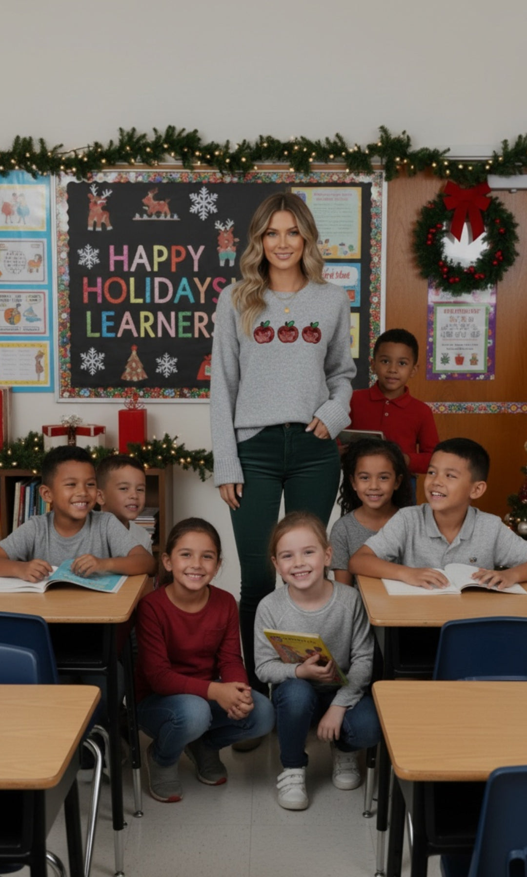 🍎 Triple Apple Sweater – The Perfect Teacher Gift by Pleasant Threads™