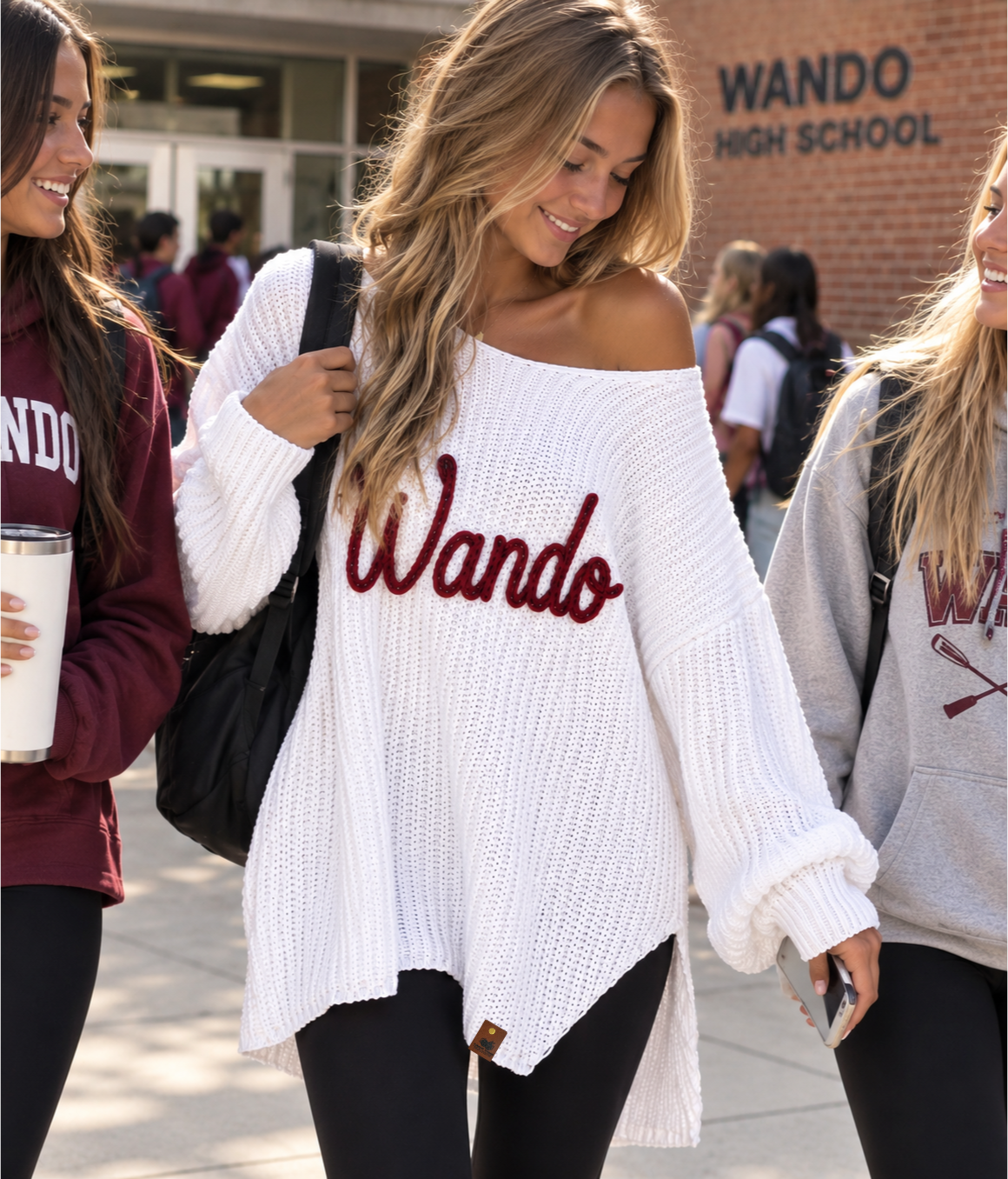 Wando High School™ Signature Oversized Lightweight Chain Stitch Tunic Sweater