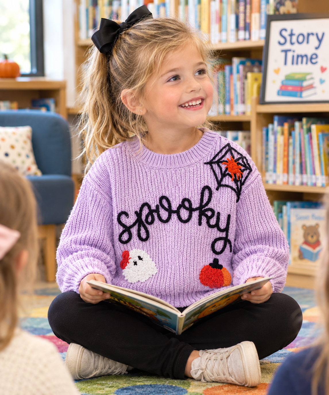 Spooky Cute Signature Chain Stitch Children’s Sweater 👻🎃