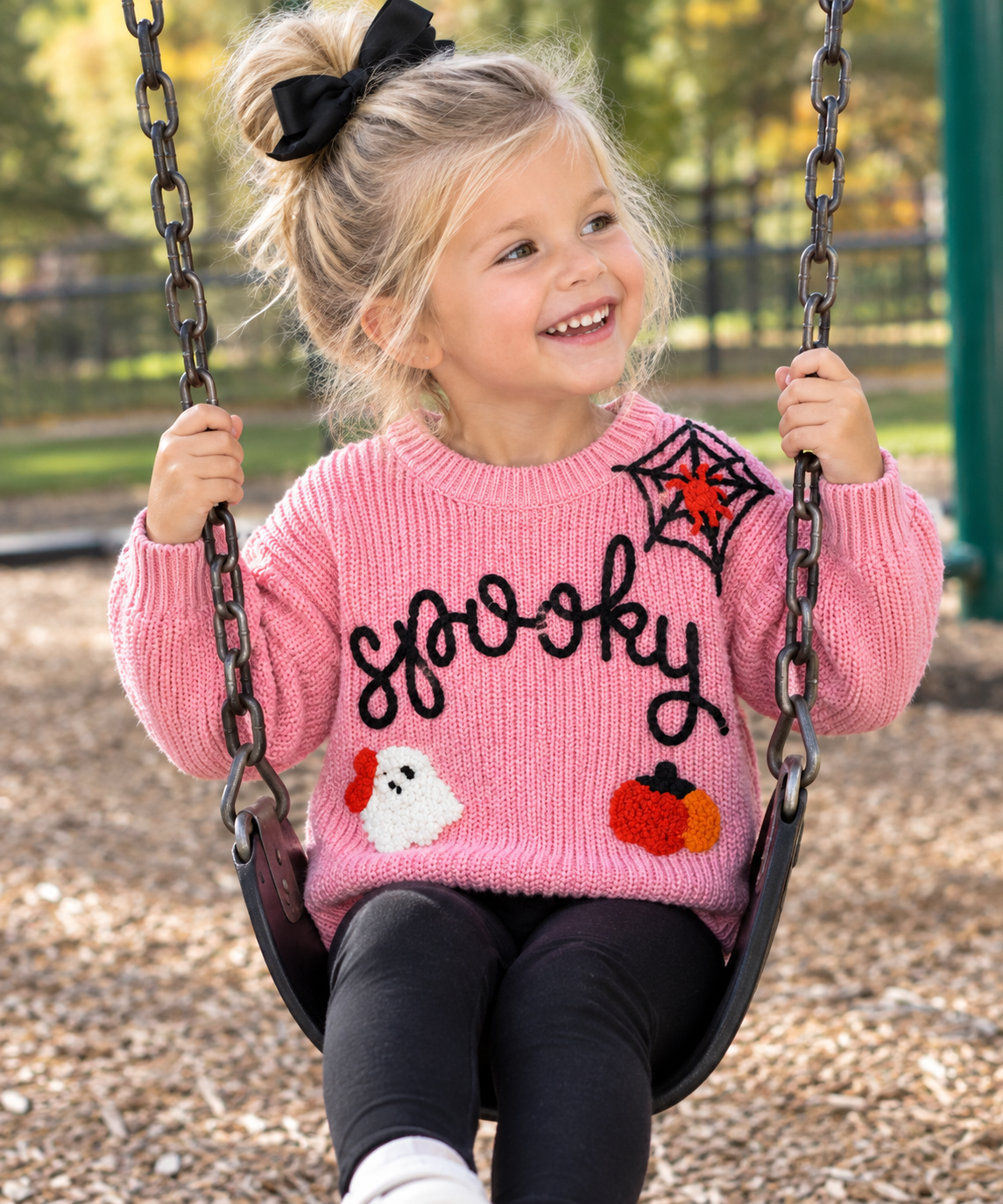Spooky Cute Signature Chain Stitch Children’s Sweater 👻🎃