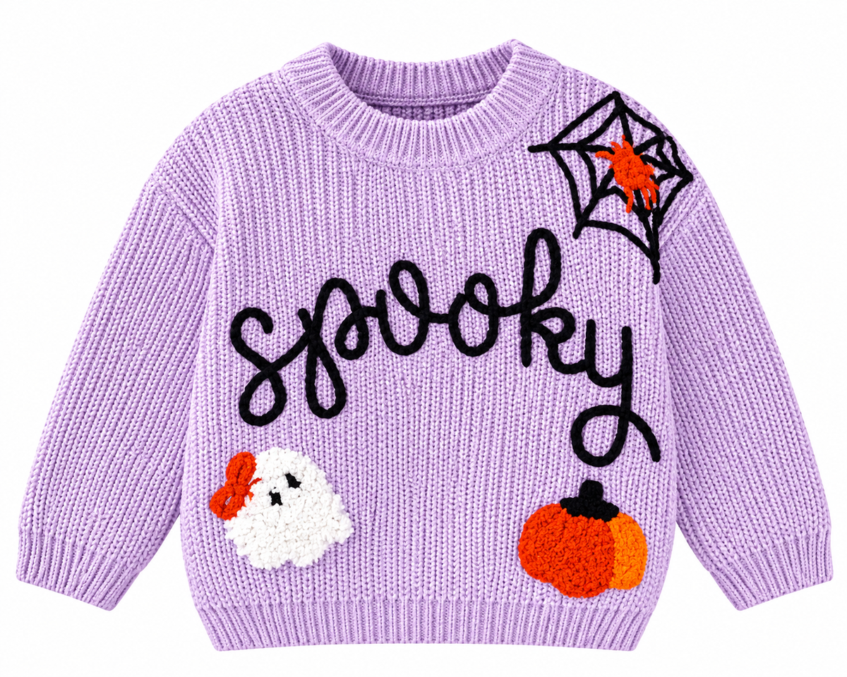 Spooky Cute Signature Chain Stitch Children’s Sweater 👻🎃