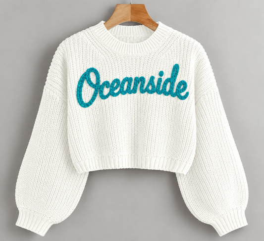 Oceanside Signature Chain Stitch Cropped Sweater 🌊