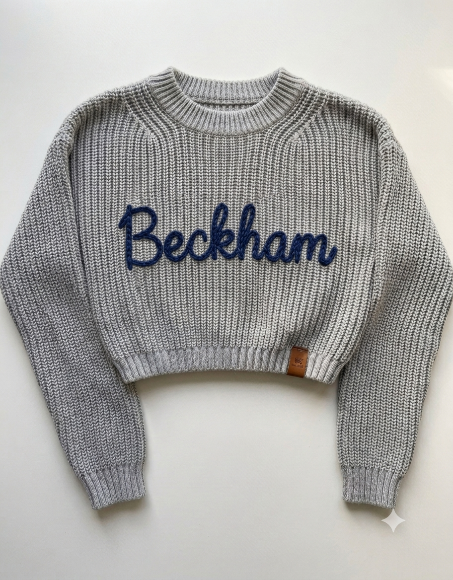 Lucy Beckham Signature Chain Stitch Cropped Sweater🐅💚