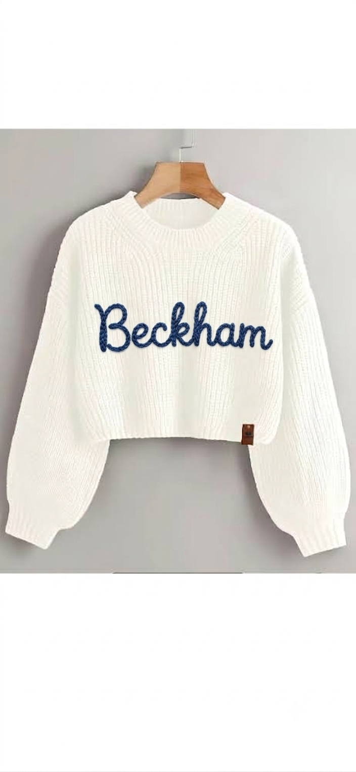 Lucy Beckham Signature Chain Stitch Cropped Sweater🐅💚