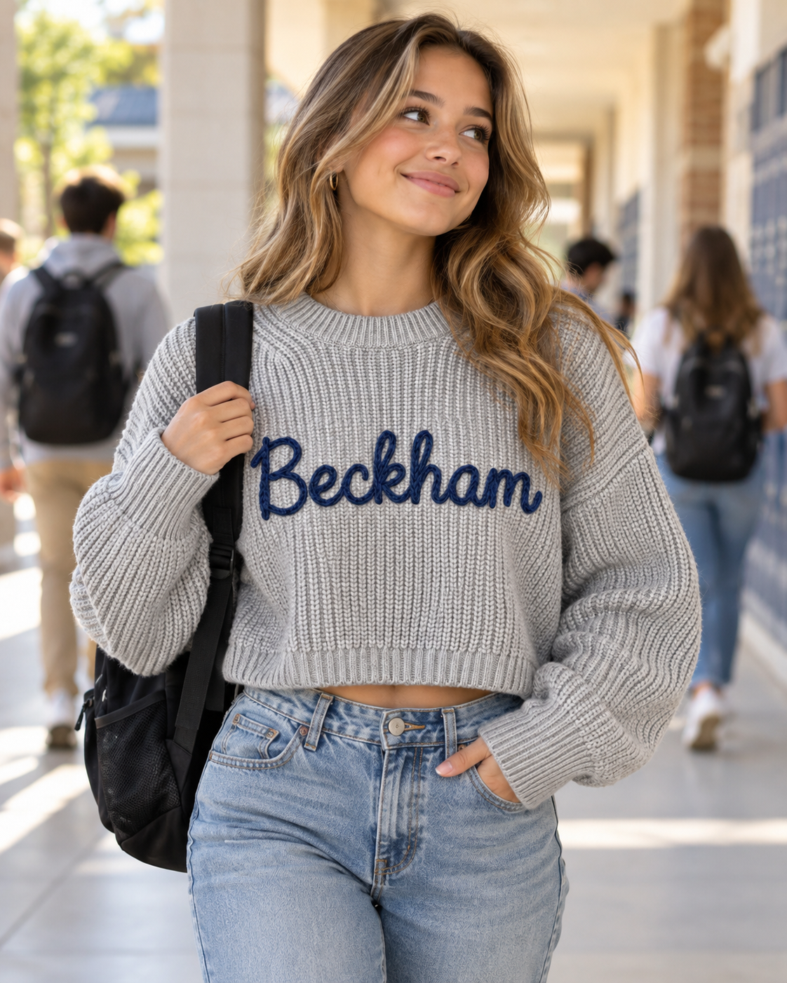 Lucy Beckham Signature Chain Stitch Cropped Sweater🐅💚