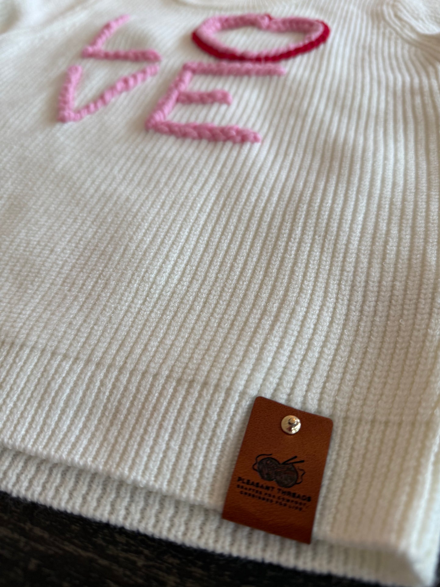 💕 LOVE Hand-Stitched Valentine’s Sweater | Pleasant Threads™