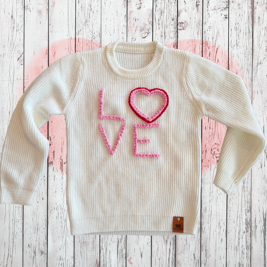 💕 LOVE Hand-Stitched Valentine’s Sweater | Pleasant Threads™