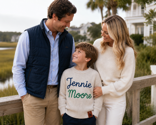 Jennie Moore Signature Cable Knit Sweater 🦋💚💙