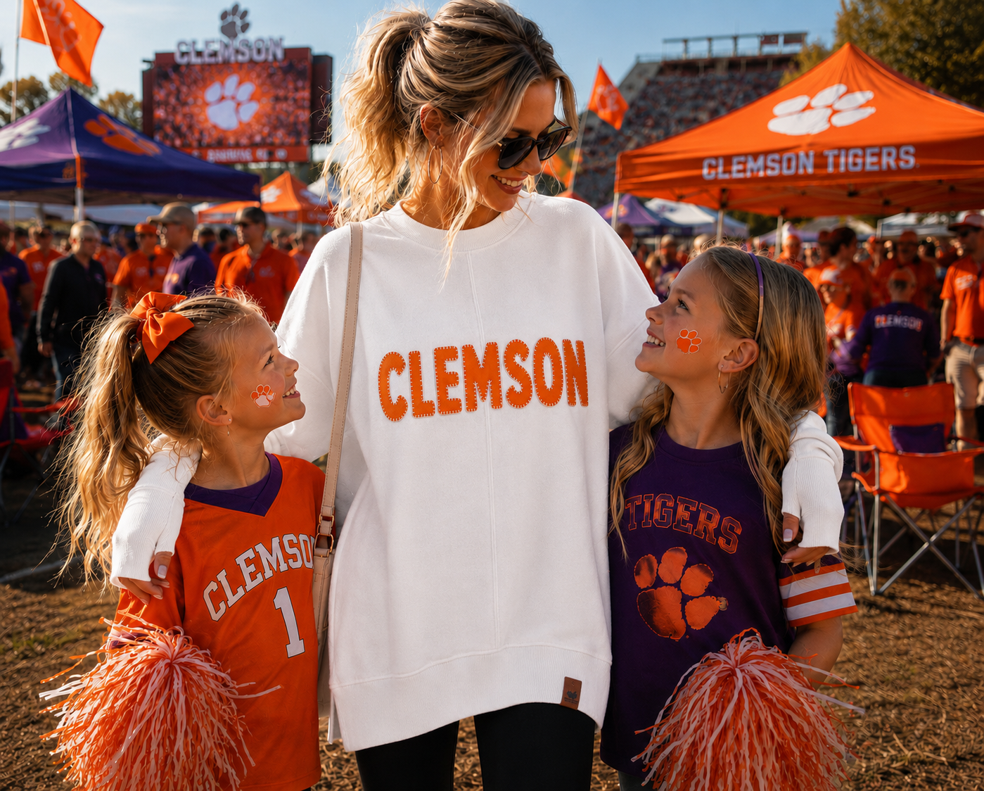 Pleasant Threads™ Clemson Vintage Patch Sweatshirt🧡🐅