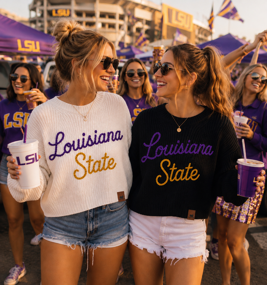 Louisiana State Signature Heirloom Sweater💜💛🐅