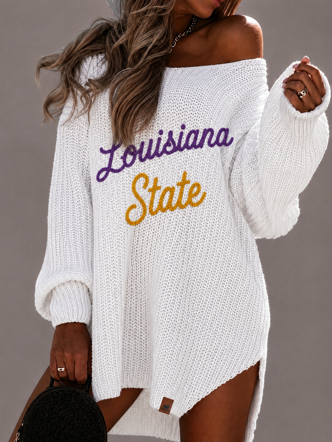 Louisiana State Oversized Signature Heirloom Sweater💜💛🐅