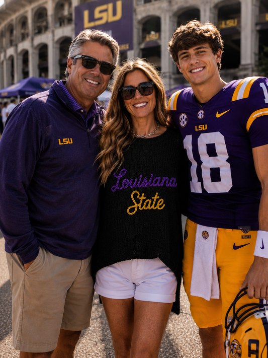 Louisiana State Oversized Signature Heirloom Sweater💜💛🐅
