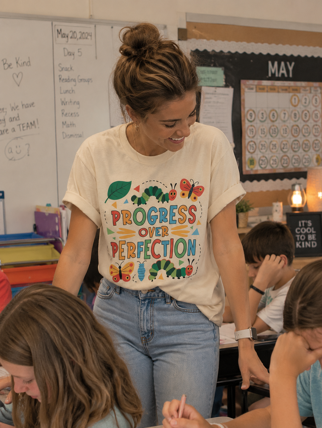 Progress Over Perfection Teacher Tee 🦋🐛