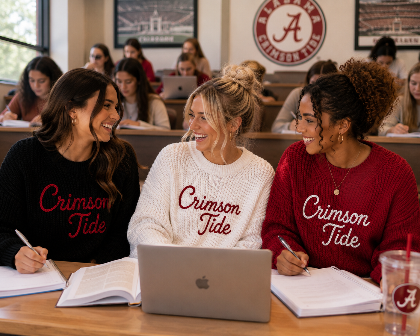 Pleasant Threads™ Crimson Tide Signature Heirloom Chain Stitch Sweater
