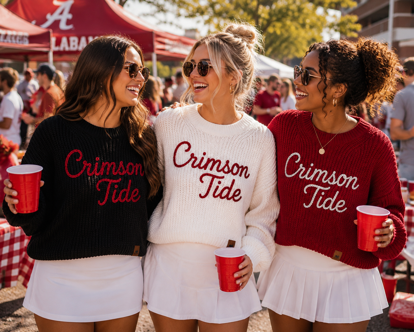 Pleasant Threads™ Crimson Tide Signature Heirloom Chain Stitch Sweater