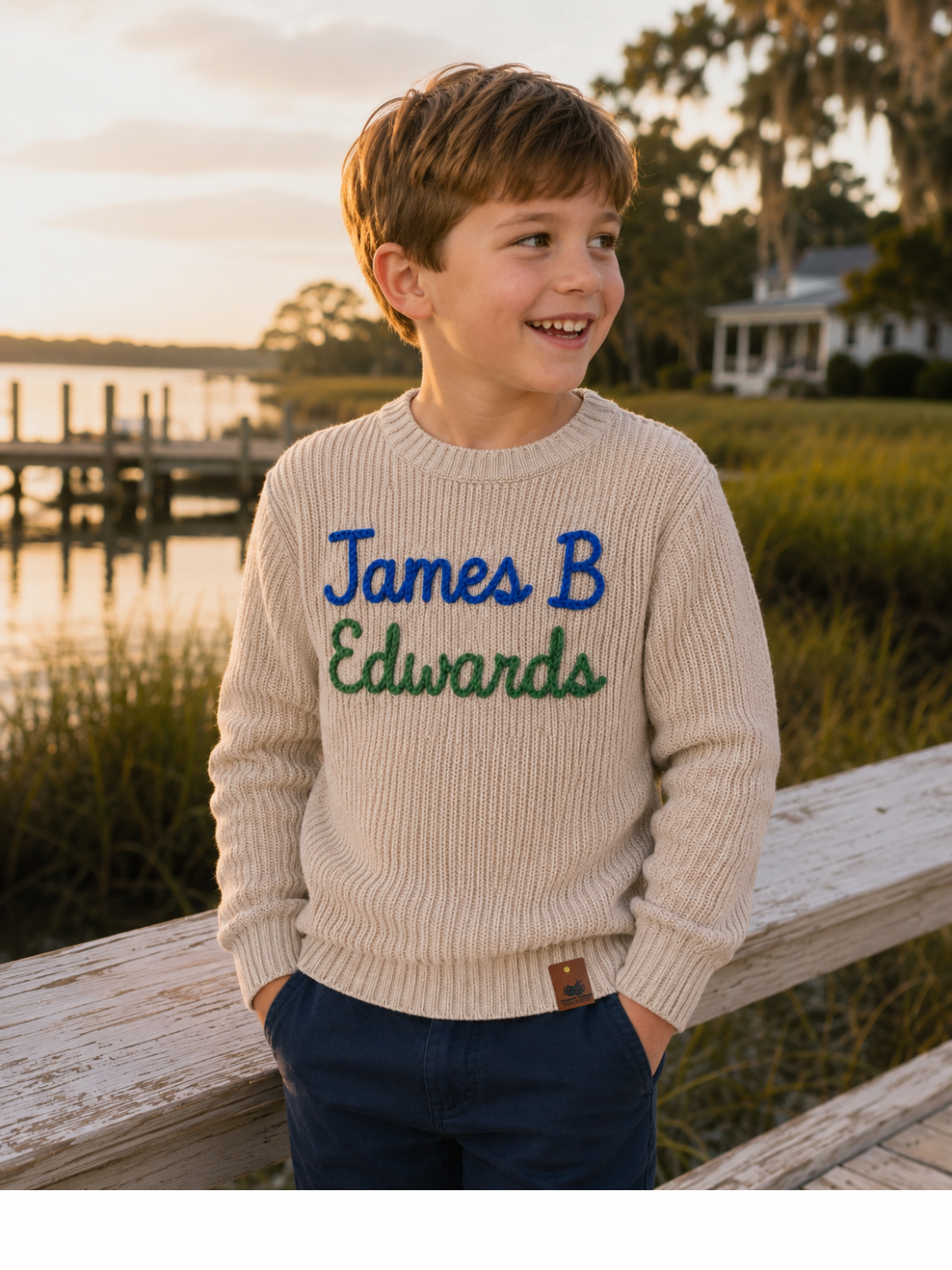 James B. Edwards Signature Script Heirloom Chain Stitch Sweater