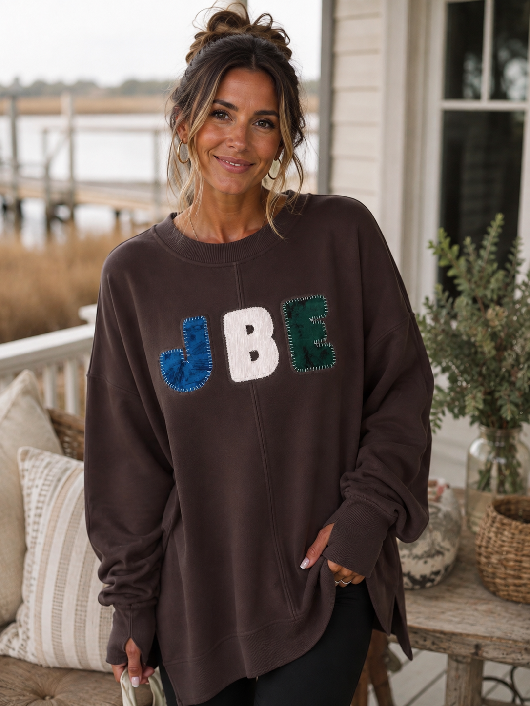 James B. Edwards Heritage Blanket Stitch Oversized Sweatshirt