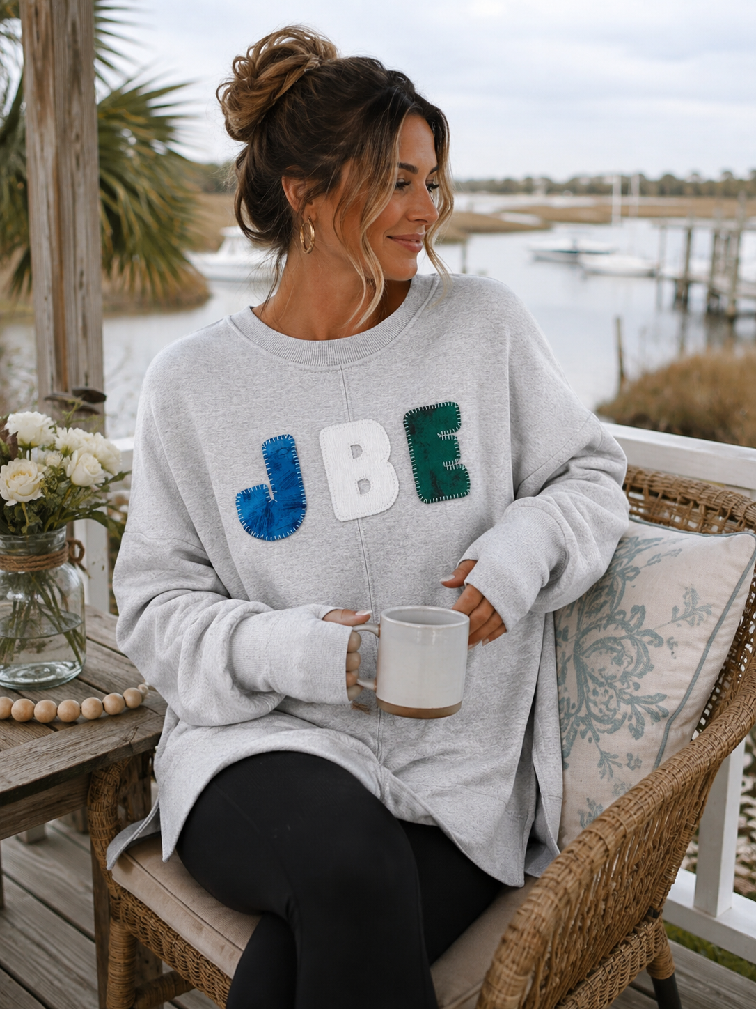 James B. Edwards Heritage Blanket Stitch Oversized Sweatshirt