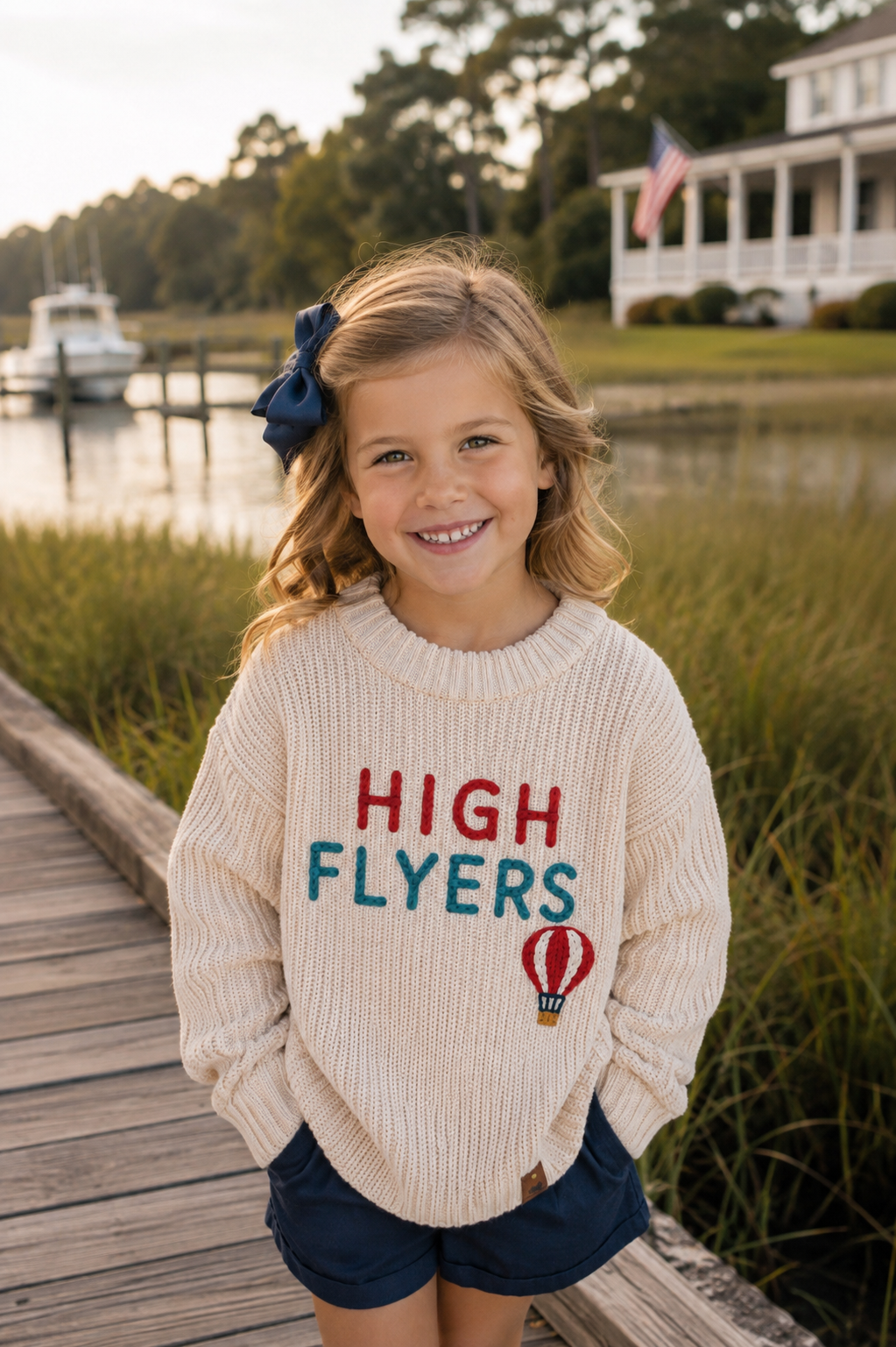 Belle Hall “High Flyers” Elementary Chain Stitch Heirloom Sweater 💙🎈