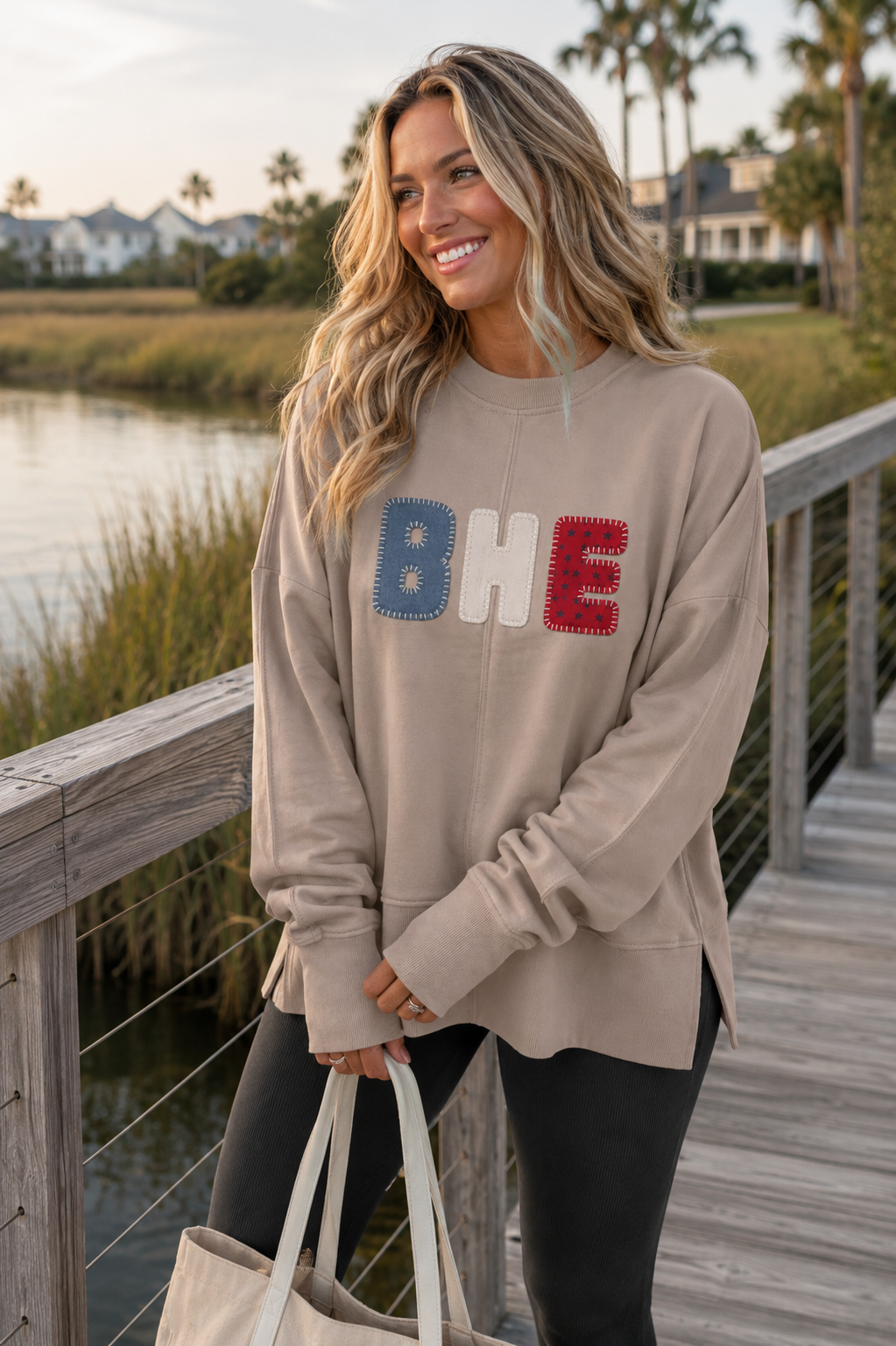 Belle Hall Elementary Heritage Blanket Stitch Oversized Sweatshirt