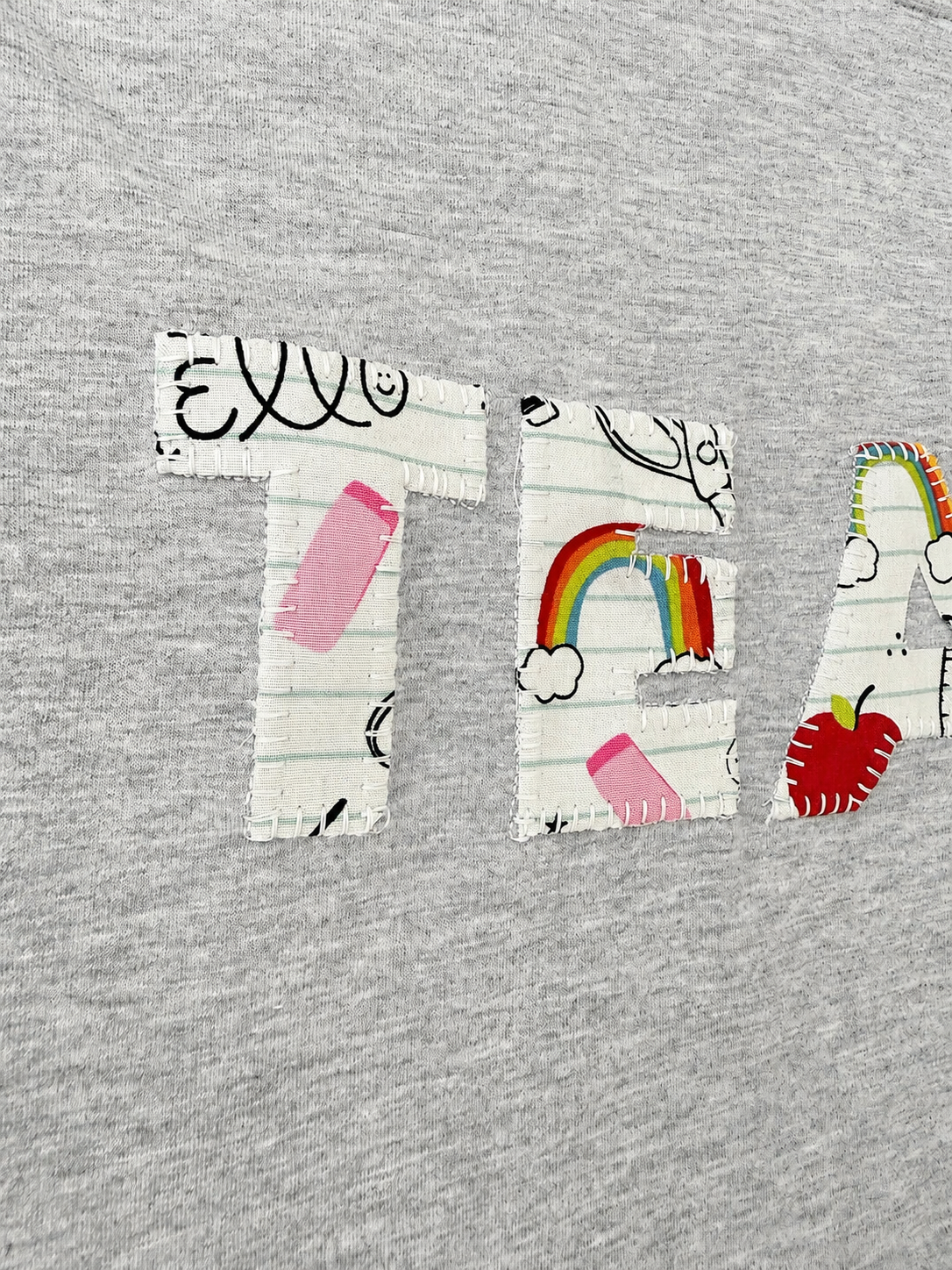 Lightweight “TEACH” Blanket Stitch Appliqué Sweatshirt
